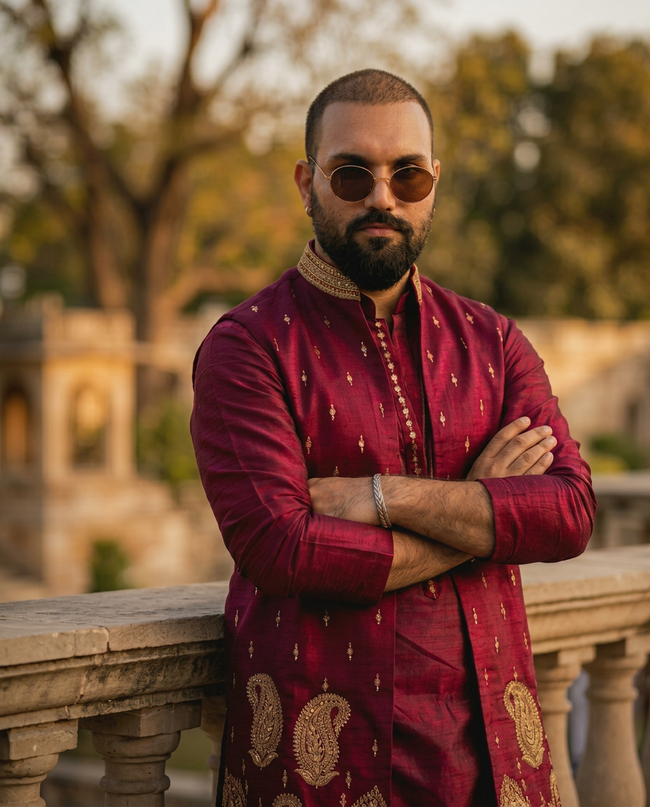 Designer Abhishek Tiwari in his Bhopal couture atelier